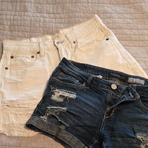 American Eagle Outfitters Blue and White Jean Shorts